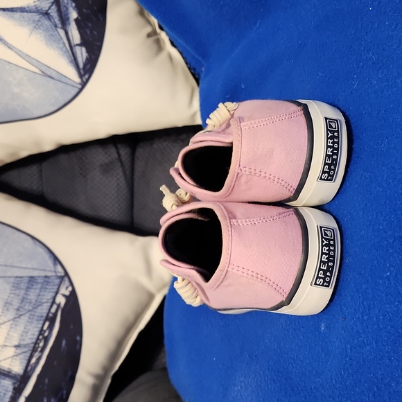 Make Offer! Sperry Topsider slip on boat shoe, pink thick canvas sneaker Size 6 - Picture 4 of 12
